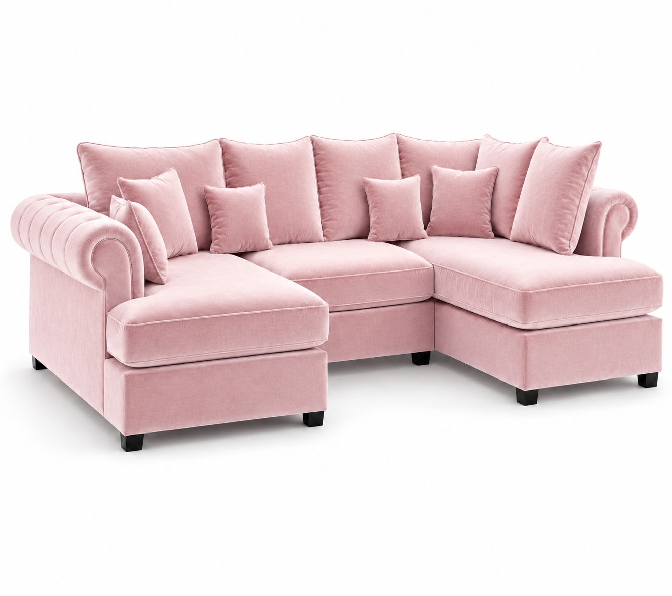 Nicole Mini U Shape Plush Velvet Pink Sofa
