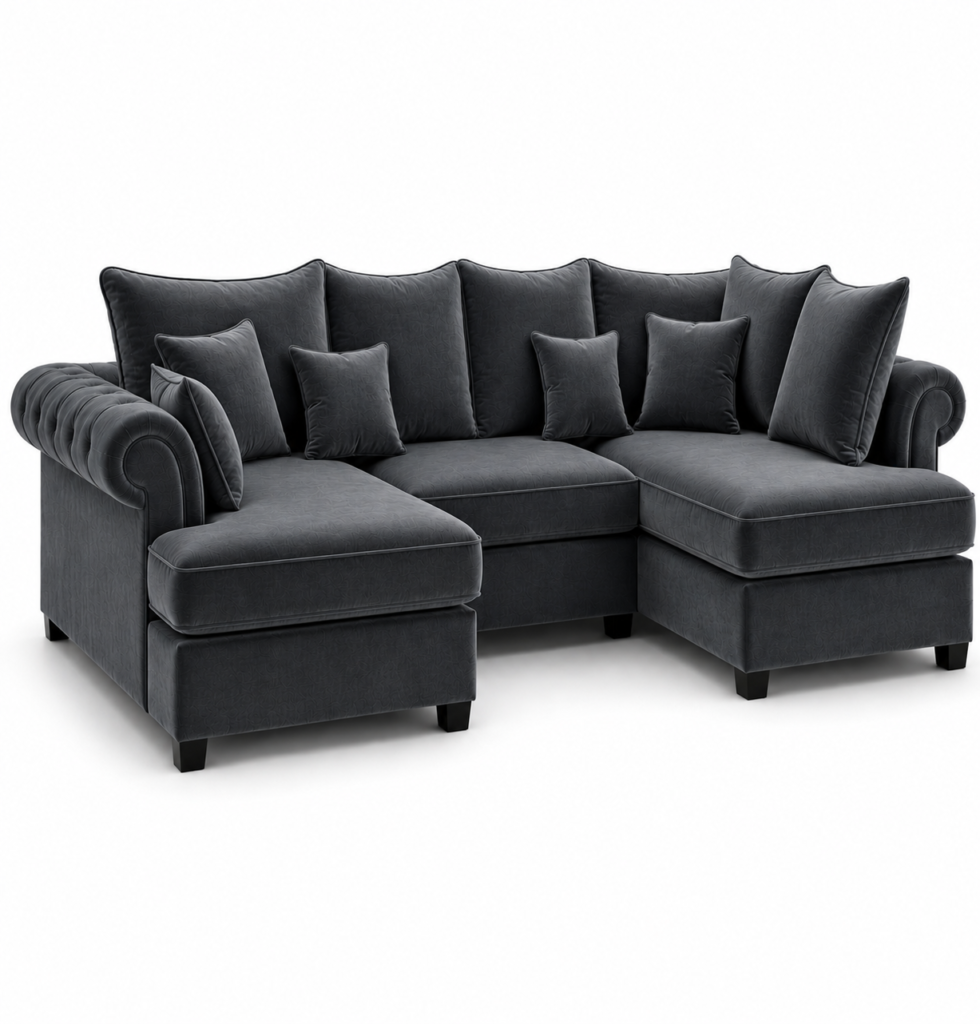 Nicole Mini U Shape Plush Velvet Steel Sofa