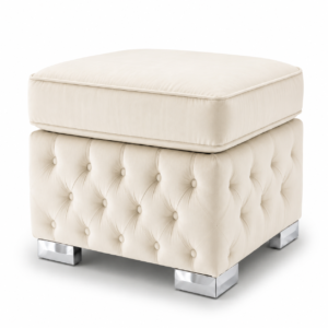 Nicole Plush Velvet Cream Gloria Footstool Without Storage