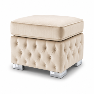 Nicole Plush Velvet Cream Gloria Footstool Without Storage