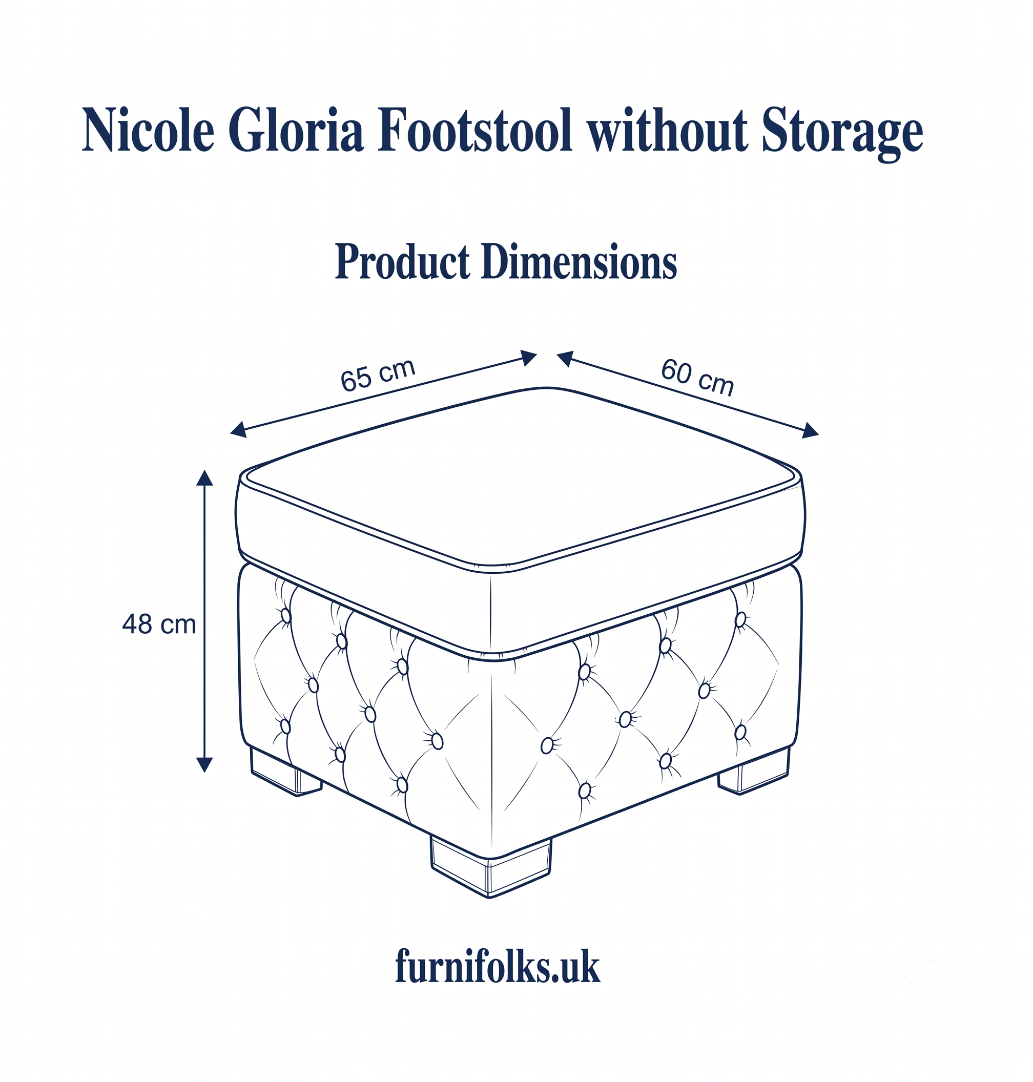 Nicole Plush Velvet Cream Gloria Footstool Without Storage - Image 5