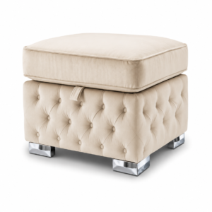 Nicole Plush Velvet Cream Gloria Footstool with Storage