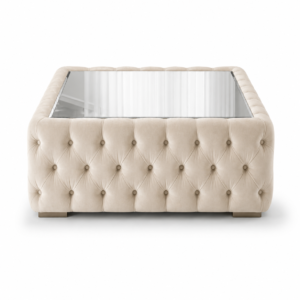 Nicole Plush Velvet Cream Matching Sofa Mairo Coffee Table