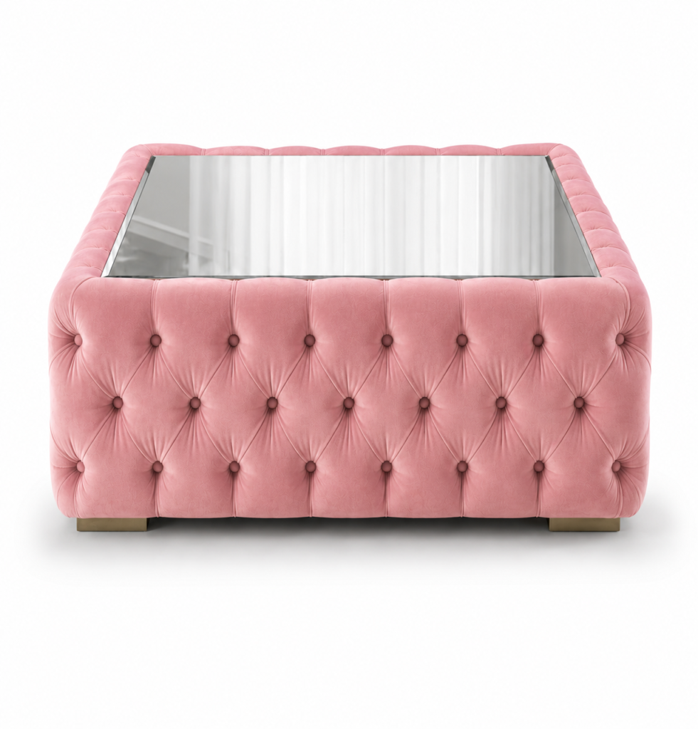 Nicole Plush Velvet Pink Coffee Table