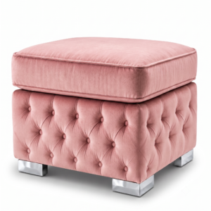 Nicole Plush Velvet Pink Gloria Footstool Without Storage