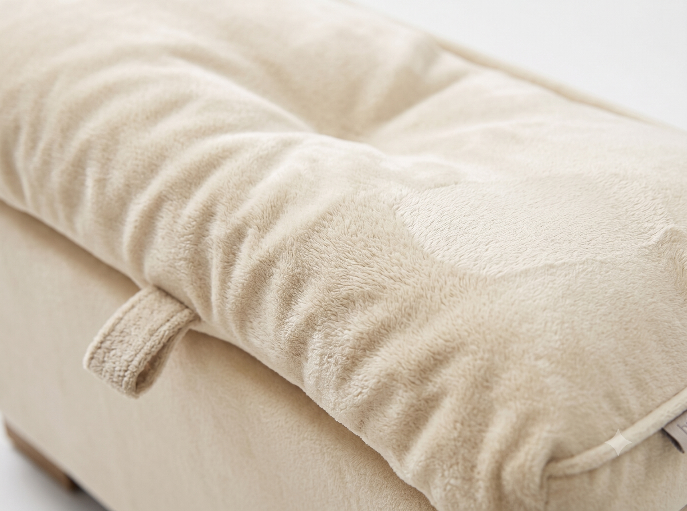 Nicole plush velvet cream gloria footstool with storage close up