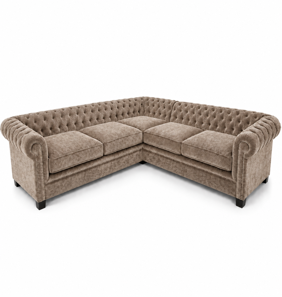 Olympia Chesterfield 5 Seater Corner Sofa Naples & Kensington Mink