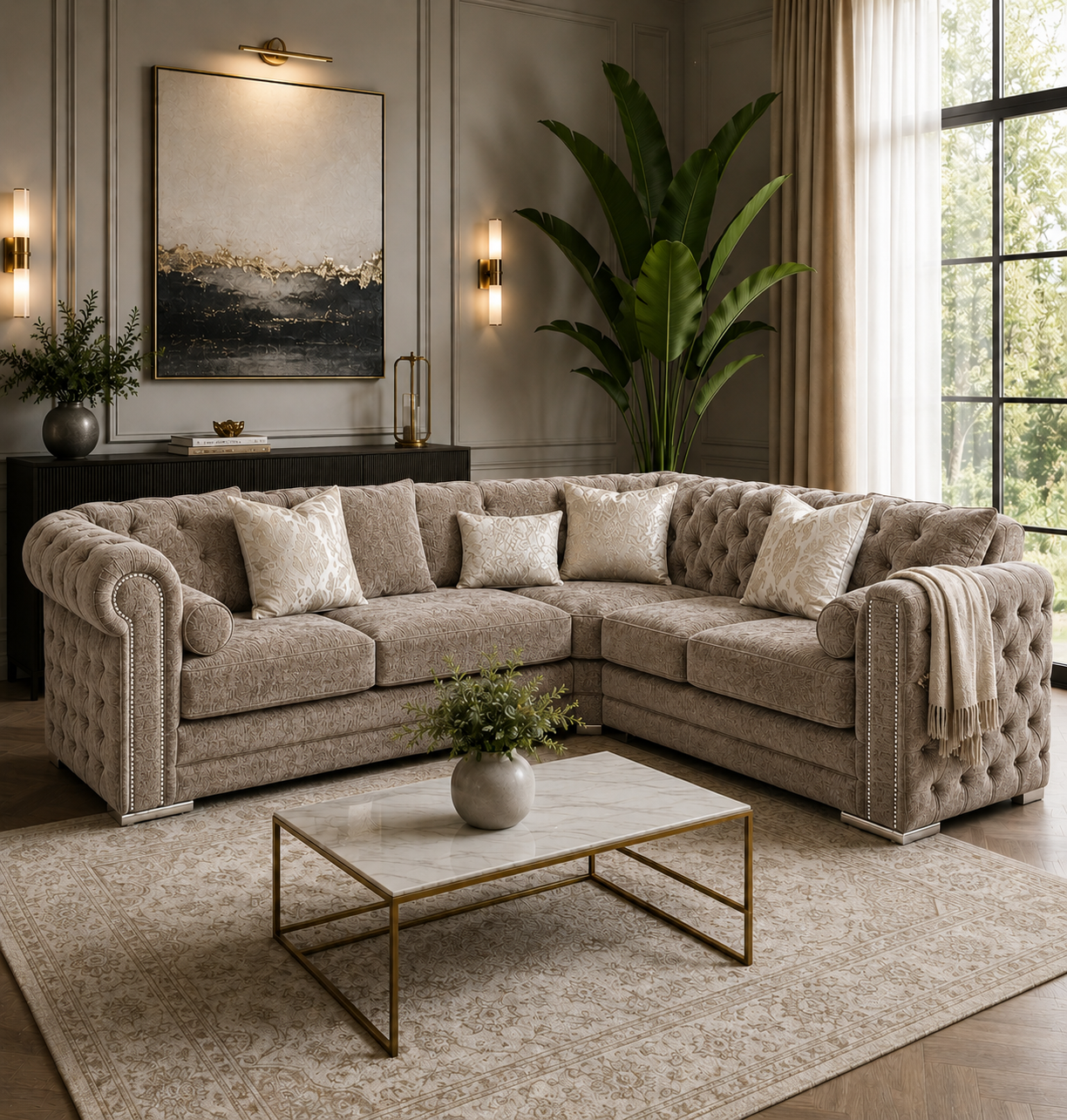 Ruby Alaska 5 Seater Corner Naples & Kensington Mink Sofa - Image 4