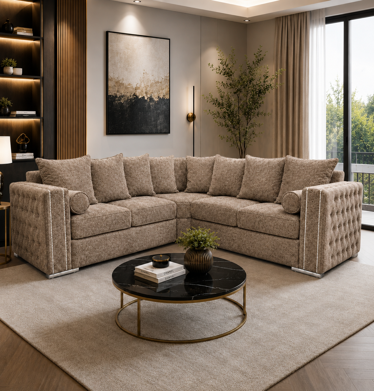 Ruby Alaska 5 Seater Corner Naples & Kensington Mink Sofa 5