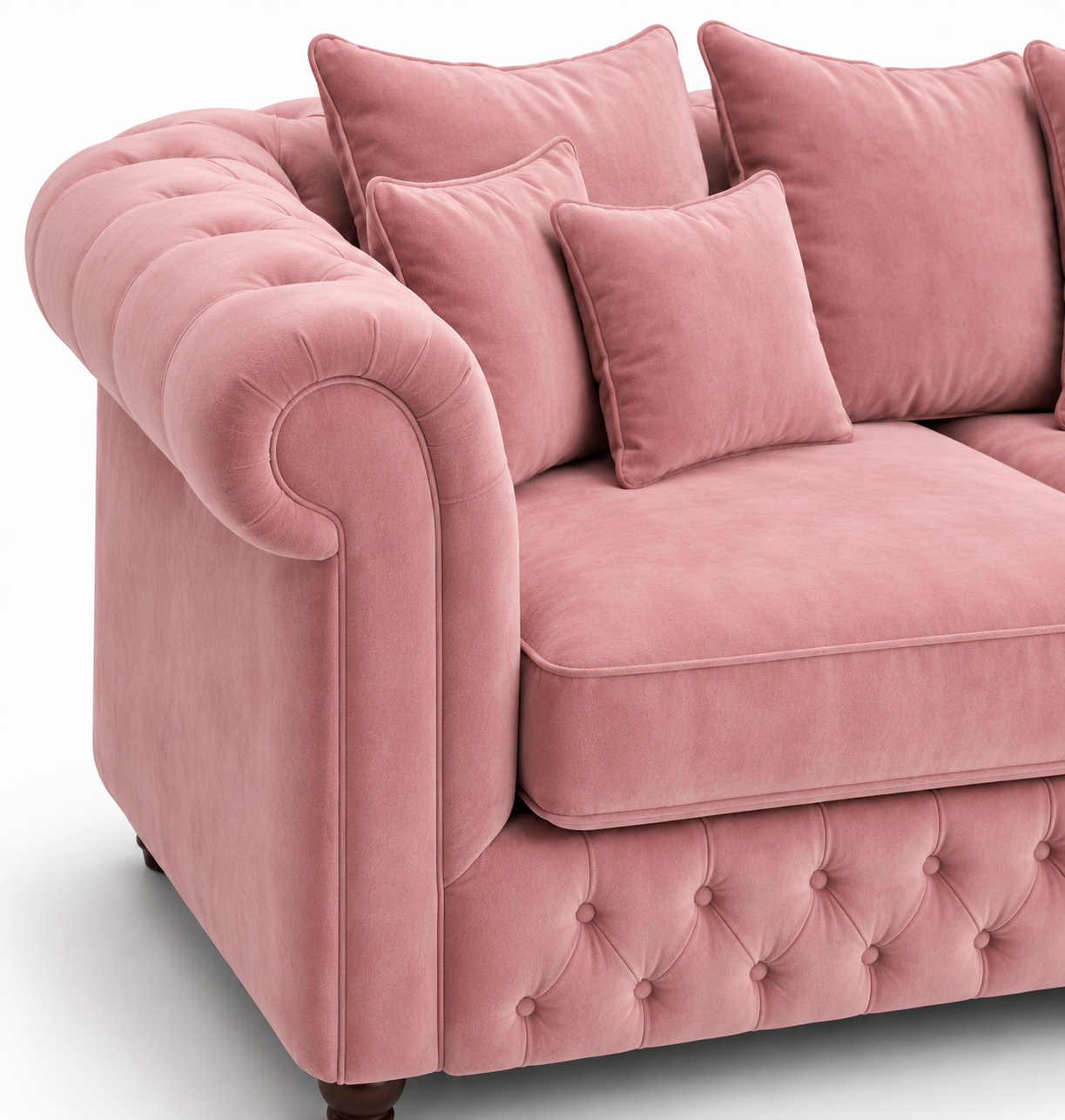 Nicole Large U Shape Plush Velvet Pink Sofa 3
