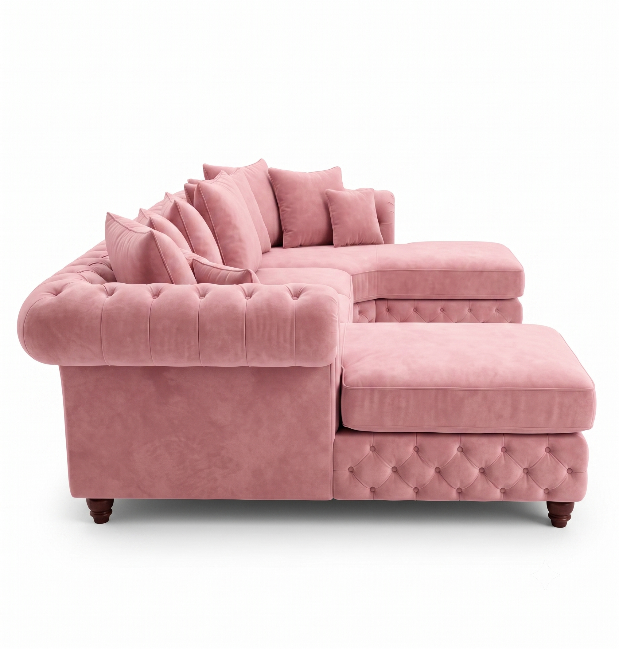 Nicole Large U Shape Plush Velvet Pink Sofa 2