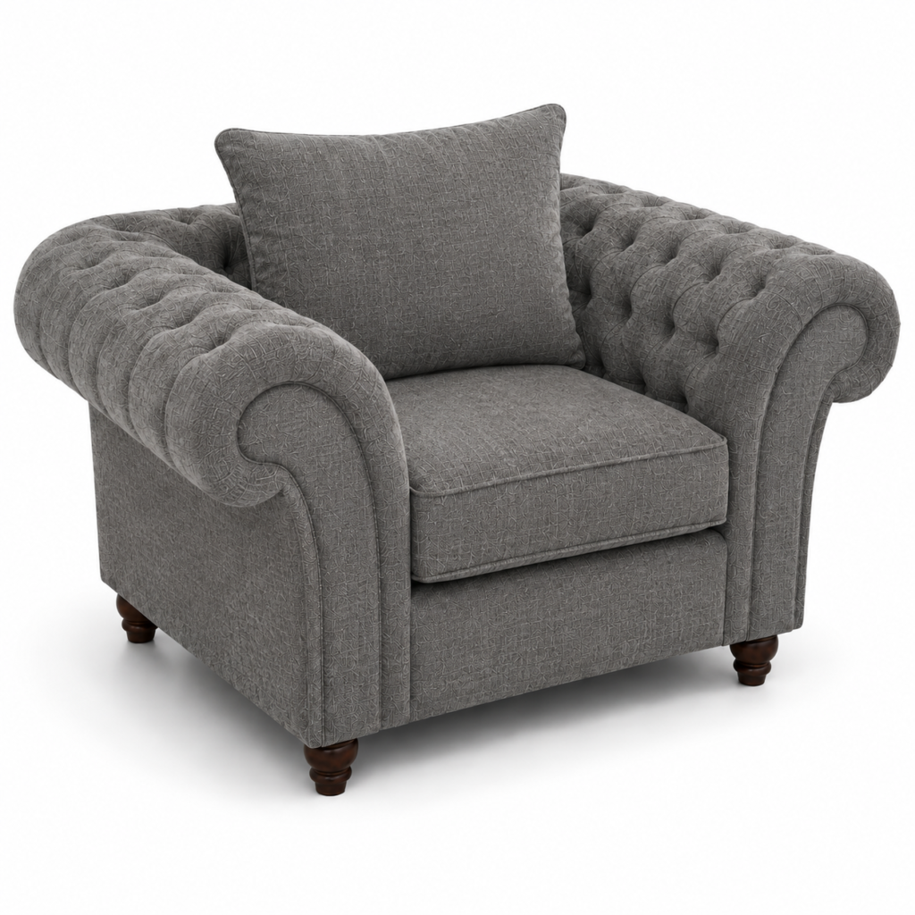 Nicole 1 Seater Chenille Charcoal Sofa