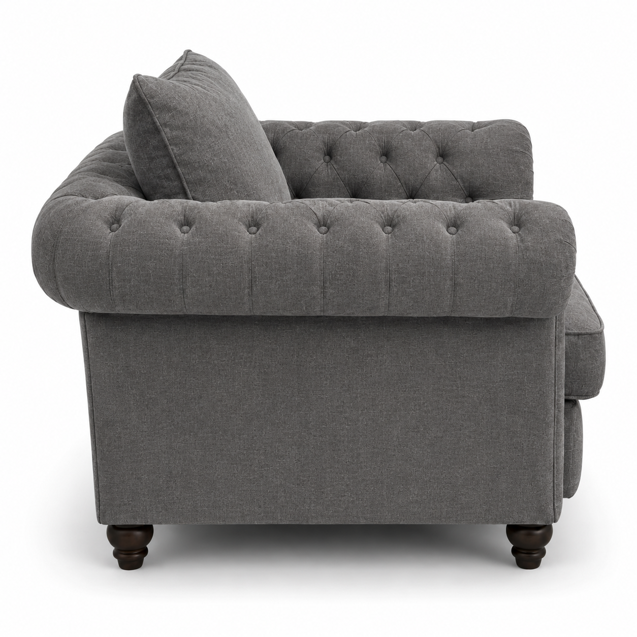 Nicole 1 Seater Chenille Charcoal Sofa 2