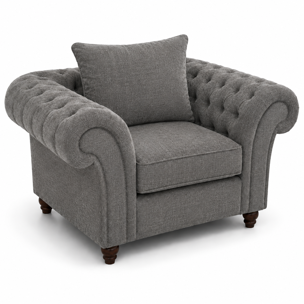 Nicole 1 Seater Chenille Charcoal Sofa