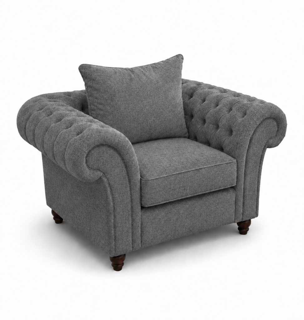 Nicole 1 Seater Chenille Dark Grey Sofa