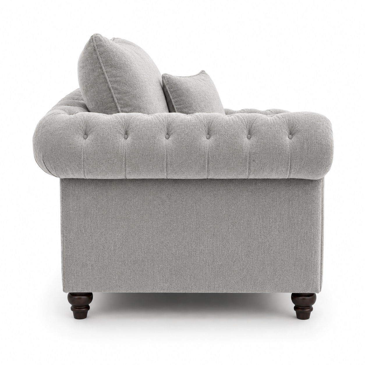 Nicole 1 Seater Chenille Silver Sofa - Image 2