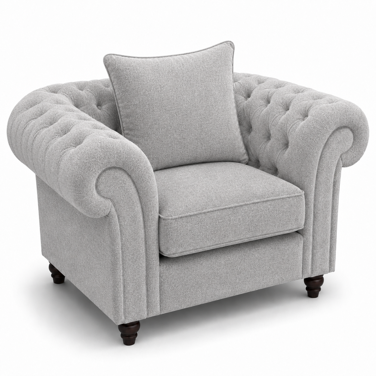 Nicole 1 Seater Chenille Silver Sofa