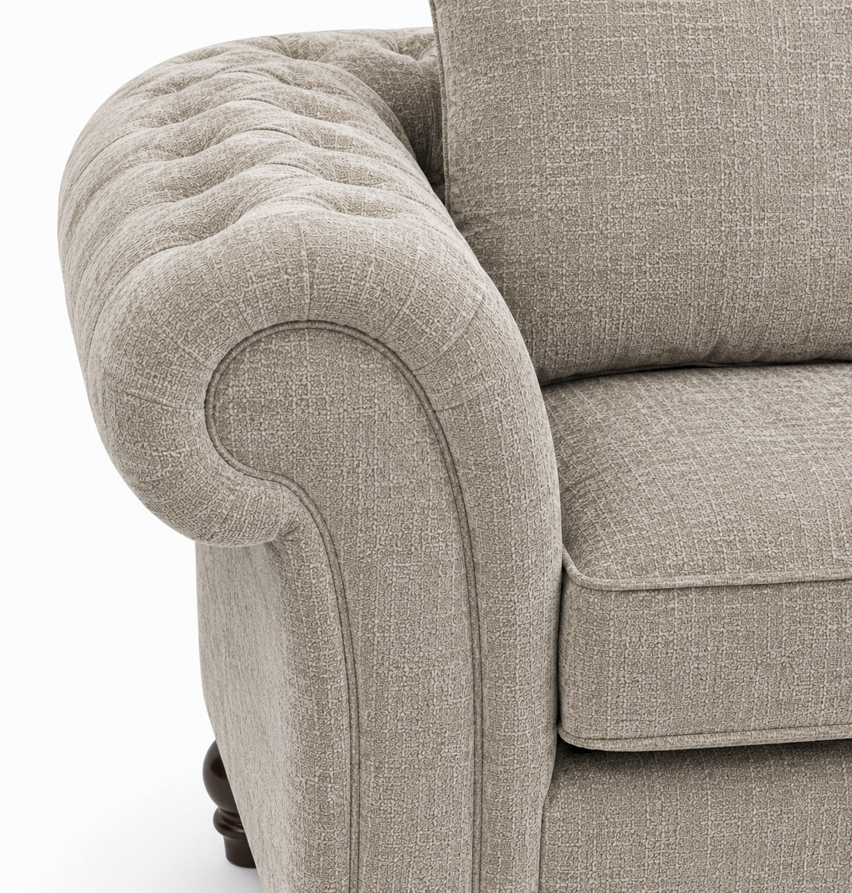 Nicole 1 Seater Chenille Truffle Sofa 3
