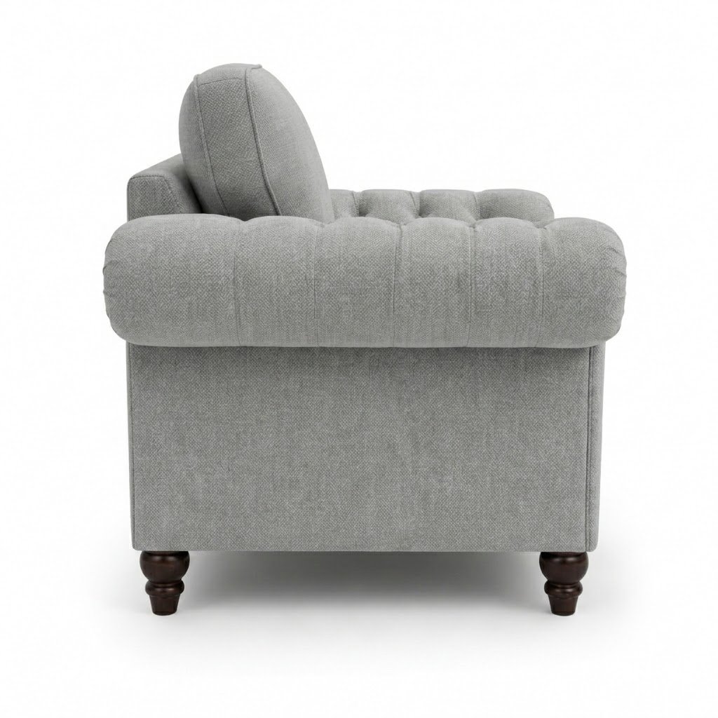 Nicole 1 Seater Naples Light Grey Sofa 2
