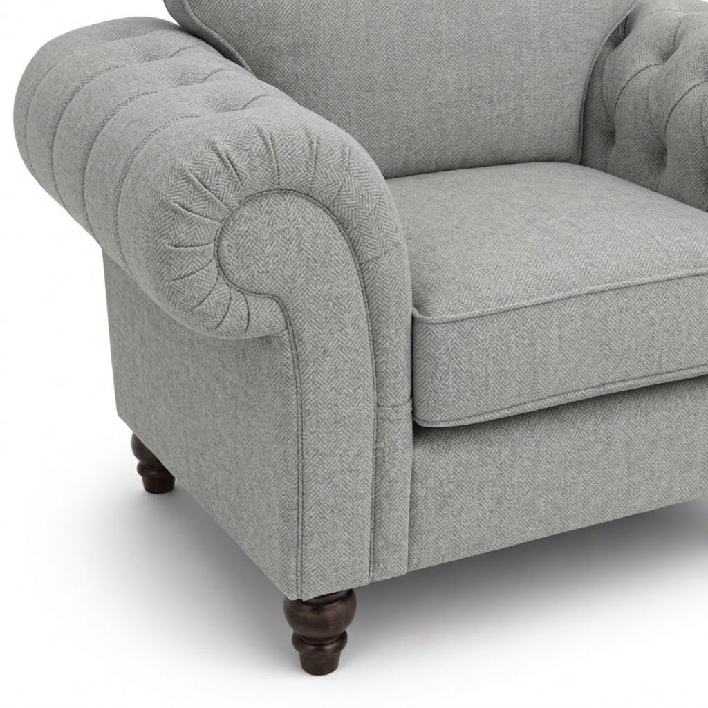 Nicole 1 Seater Naples Light Grey Sofa 3