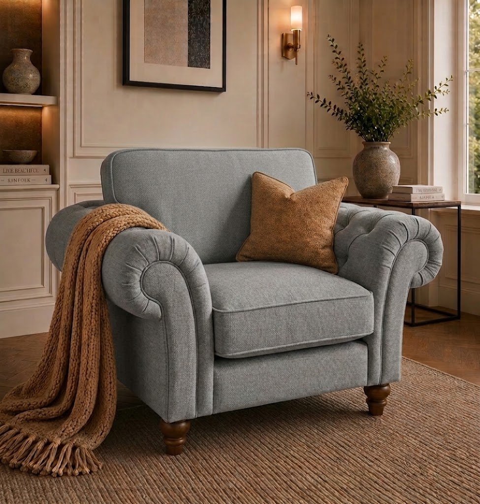 Nicole 1 Seater Naples Light Grey Sofa 4