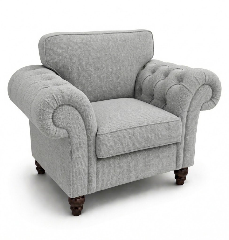 Nicole 1 Seater Naples Light Grey Sofa