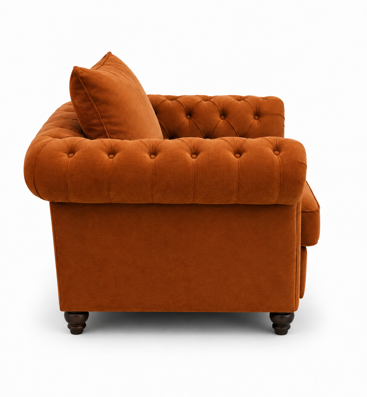 Nicole 1 Seater Plush Velvet Burnt Orange Sofa - Image 2