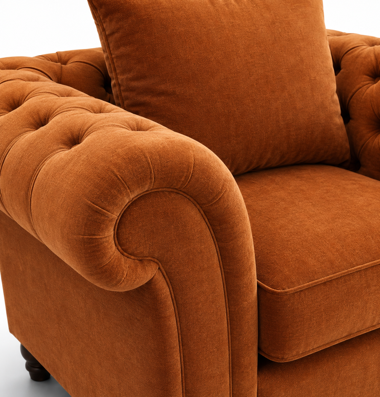 Nicole 1 Seater Plush Velvet Burnt Orange Sofa 3