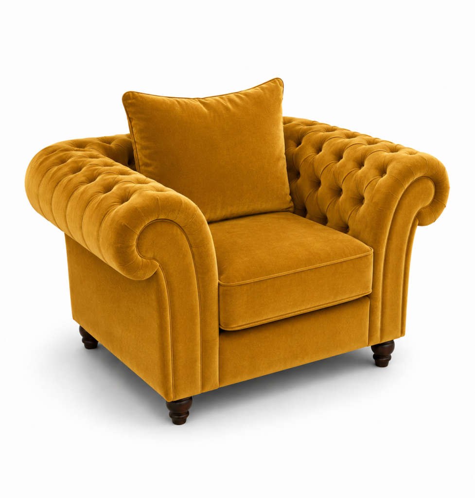 Nicole 1 Seater Plush Velvet Mustard Sofa