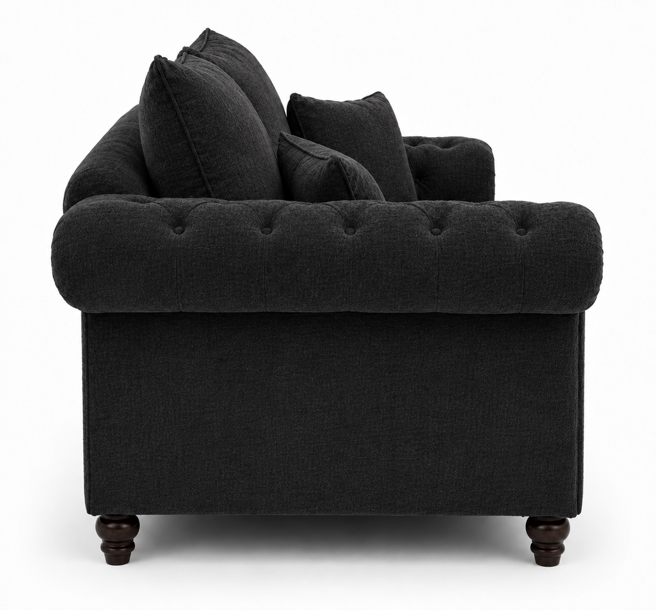 Nicole 2 Seater Chenille Black Sofa 2