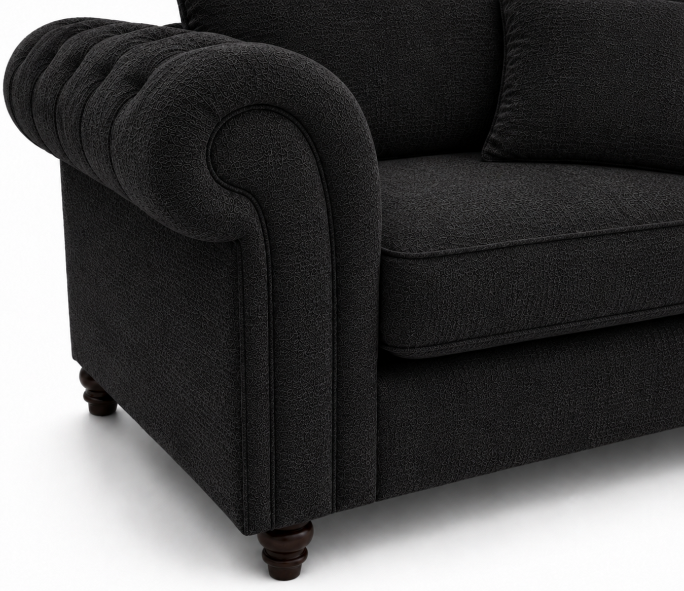 Nicole 2 Seater Chenille Black Sofa 3