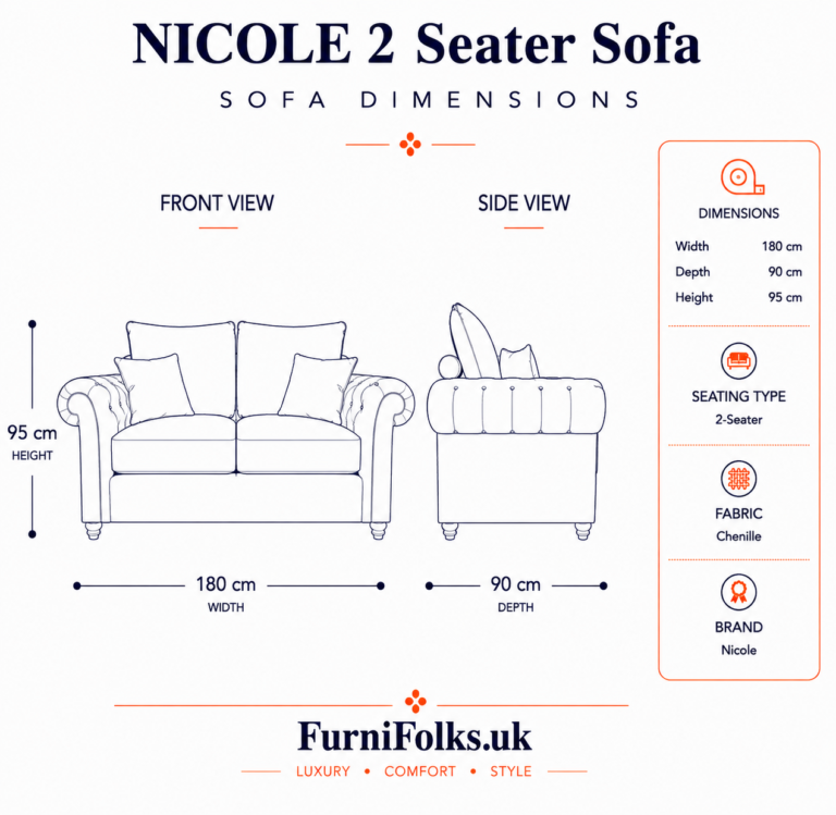 Nicole 2 Seater Chenille Black Sofa 5