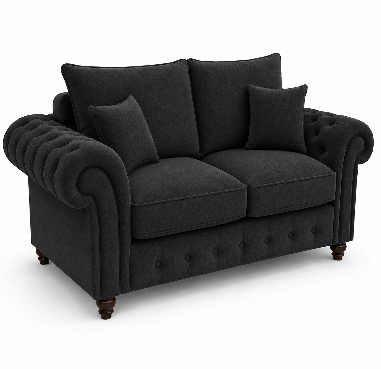 Nicole 2 Seater Chenille Black Sofa