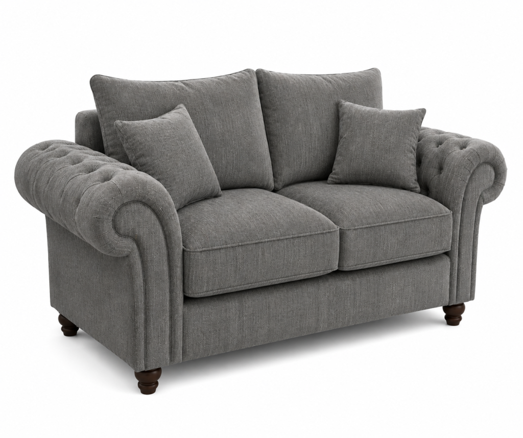 Nicole 2 Seater Chenille Charcoal Sofa