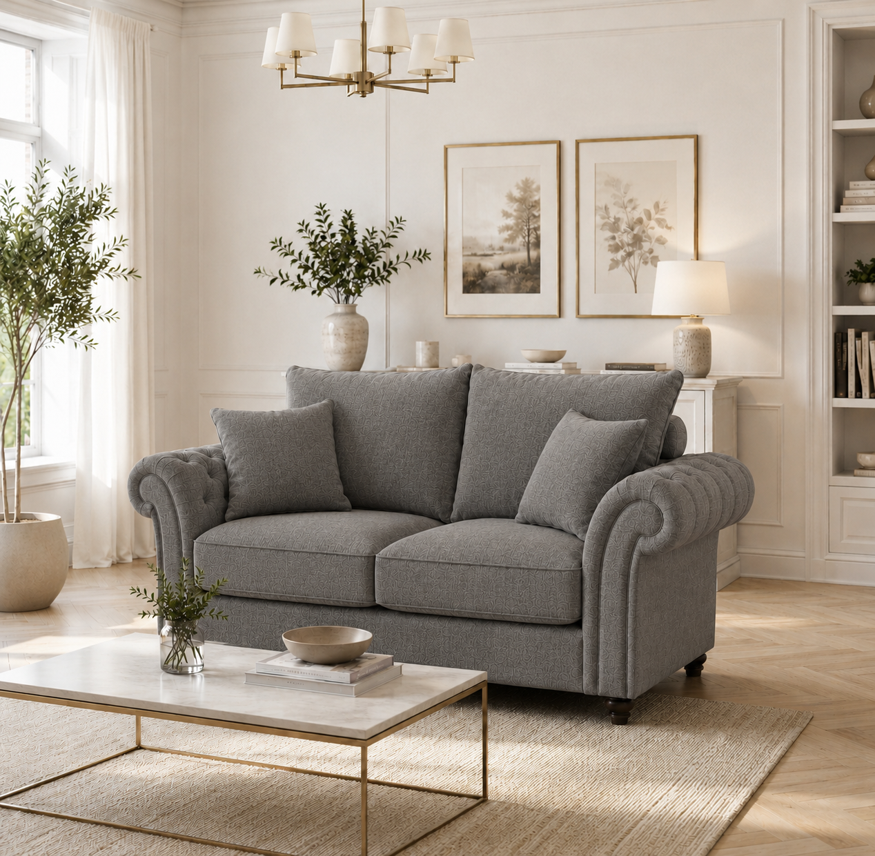 Nicole 2 Seater Chenille Charcoal Sofa 4