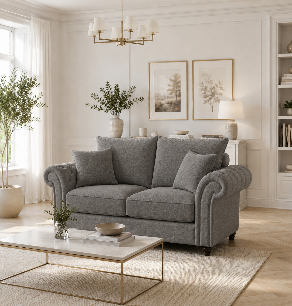 Nicole 2 Seater Chenille Dark Grey Sofa - Image 4