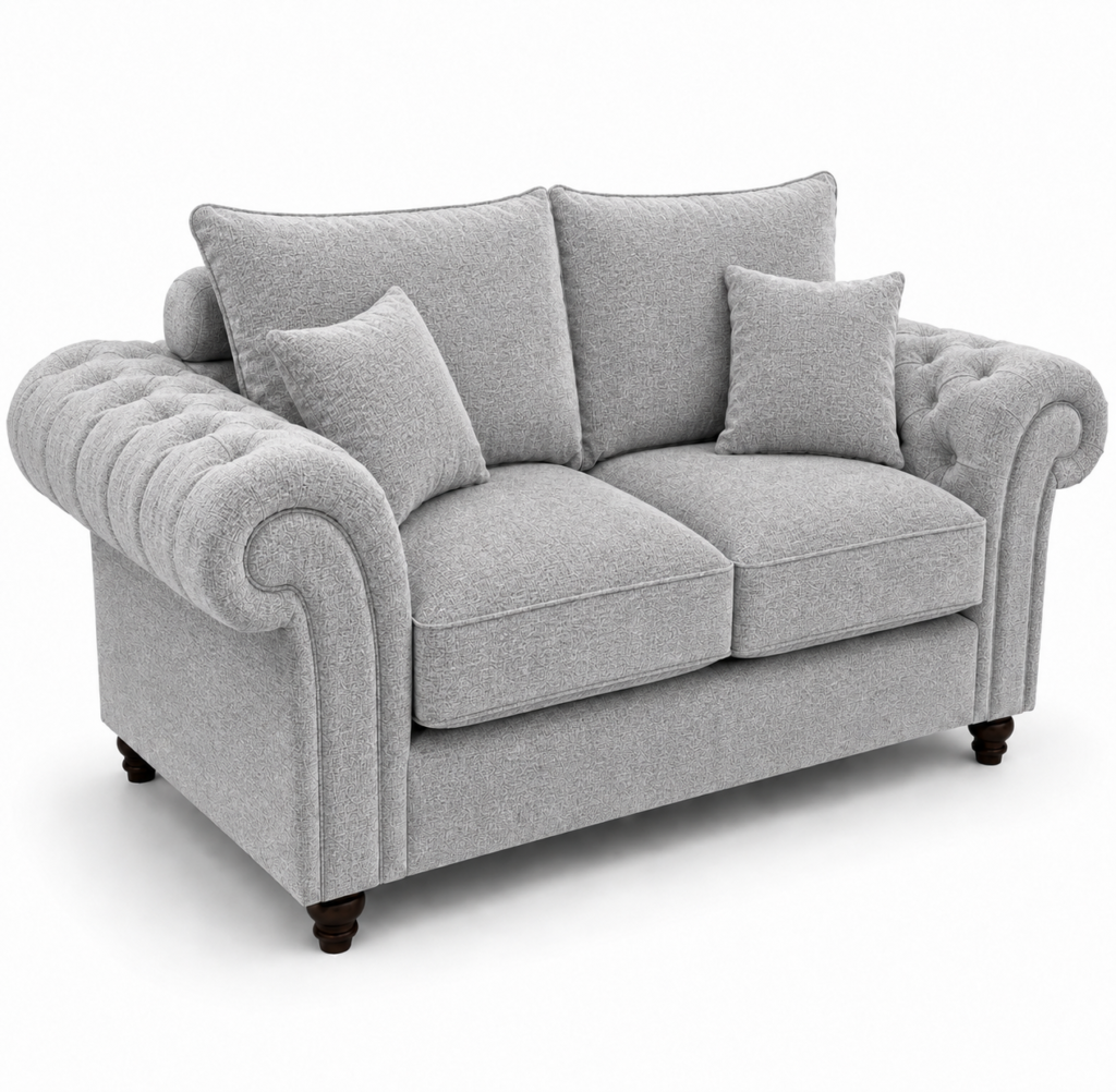 Nicole 2 Seater Chenille Silver Sofa