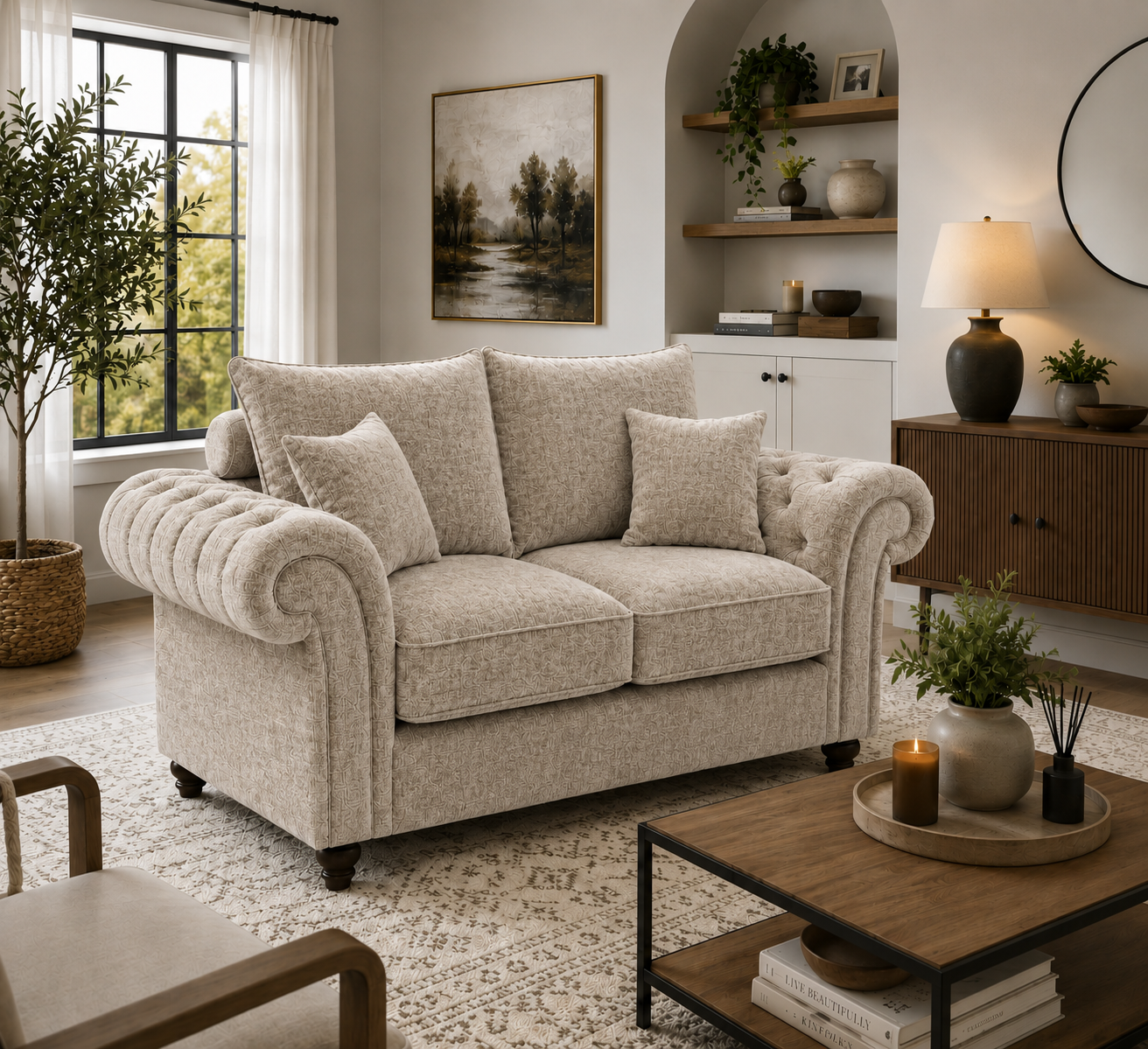 Nicole 2 Seater Chenille Truffle Sofa 4