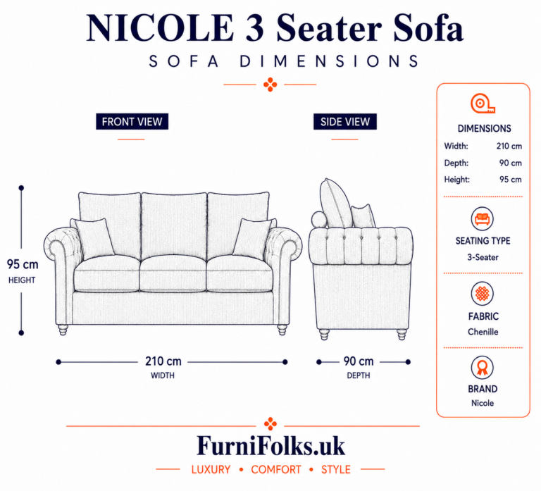 Nicole 3 Seater Chenille Black Sofa 5