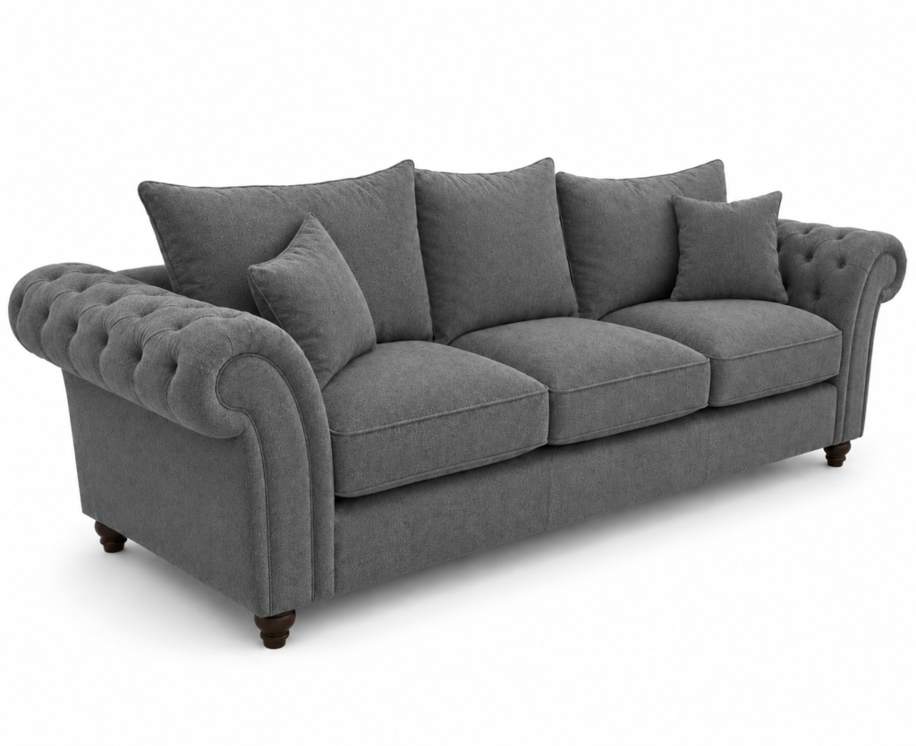 Nicole 3 Seater Chenille Charcoal Sofa 1