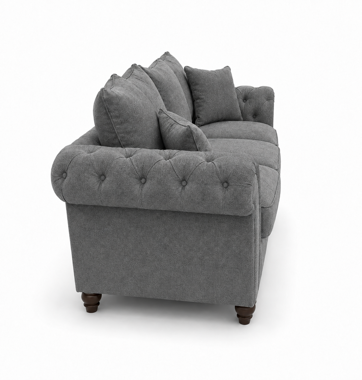 Nicole 3 Seater Chenille Dark Grey Sofa - Image 2