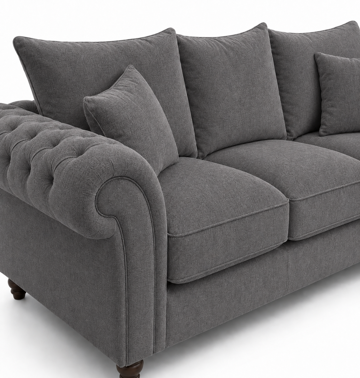 Nicole 3 Seater Chenille Dark Grey Sofa 3
