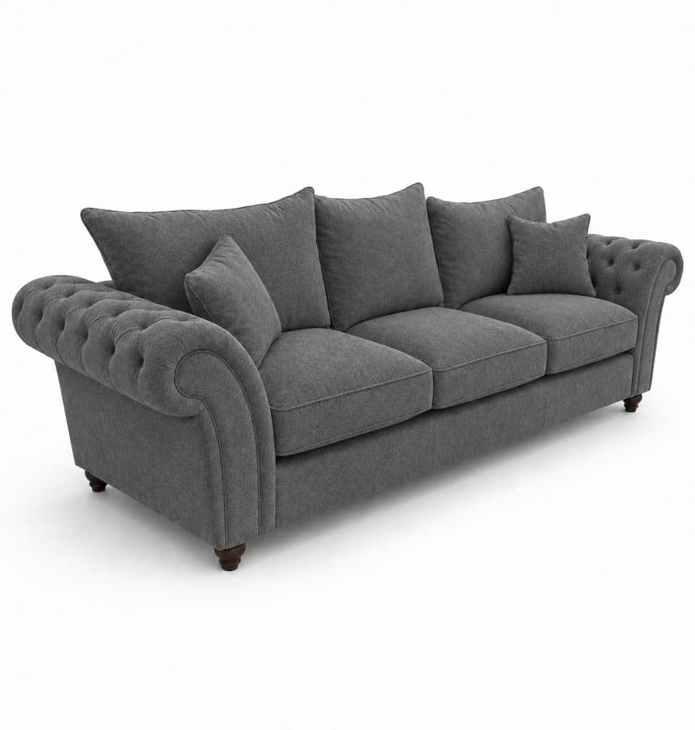 Nicole 3 Seater Chenille Dark Grey Sofa