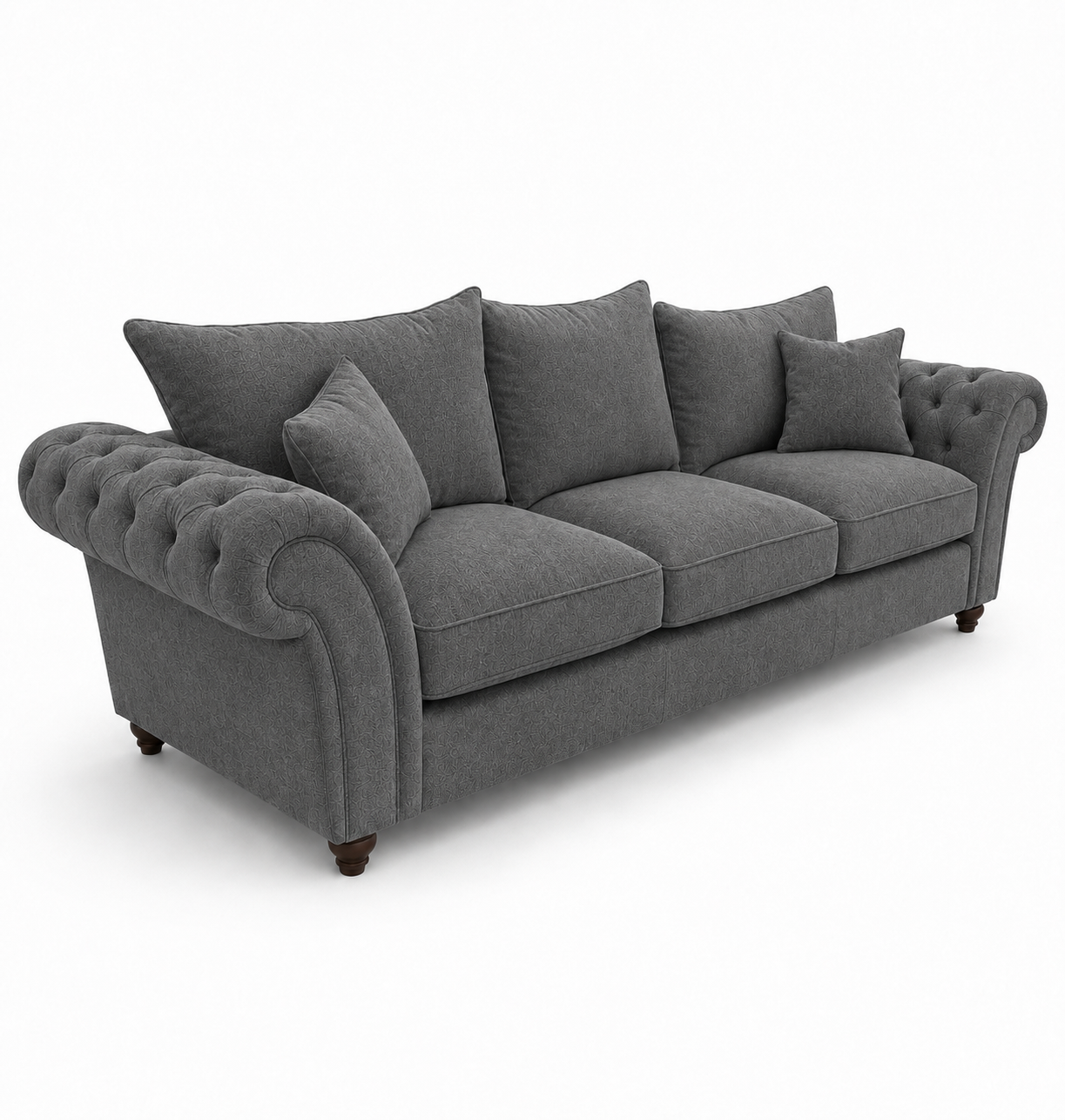Nicole 3 Seater Chenille Dark Grey Sofa
