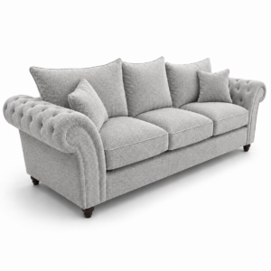 Nicole 3 Seater Chenille Silver Sofa