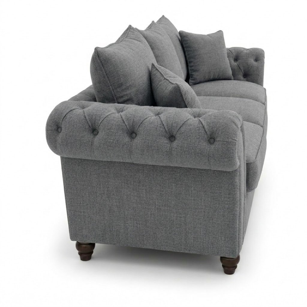 Nicole 3 Seater Naples Dark Grey Sofa - Image 2