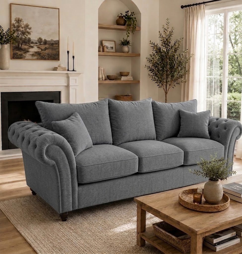 Nicole 3 Seater Naples Dark Grey Sofa 4