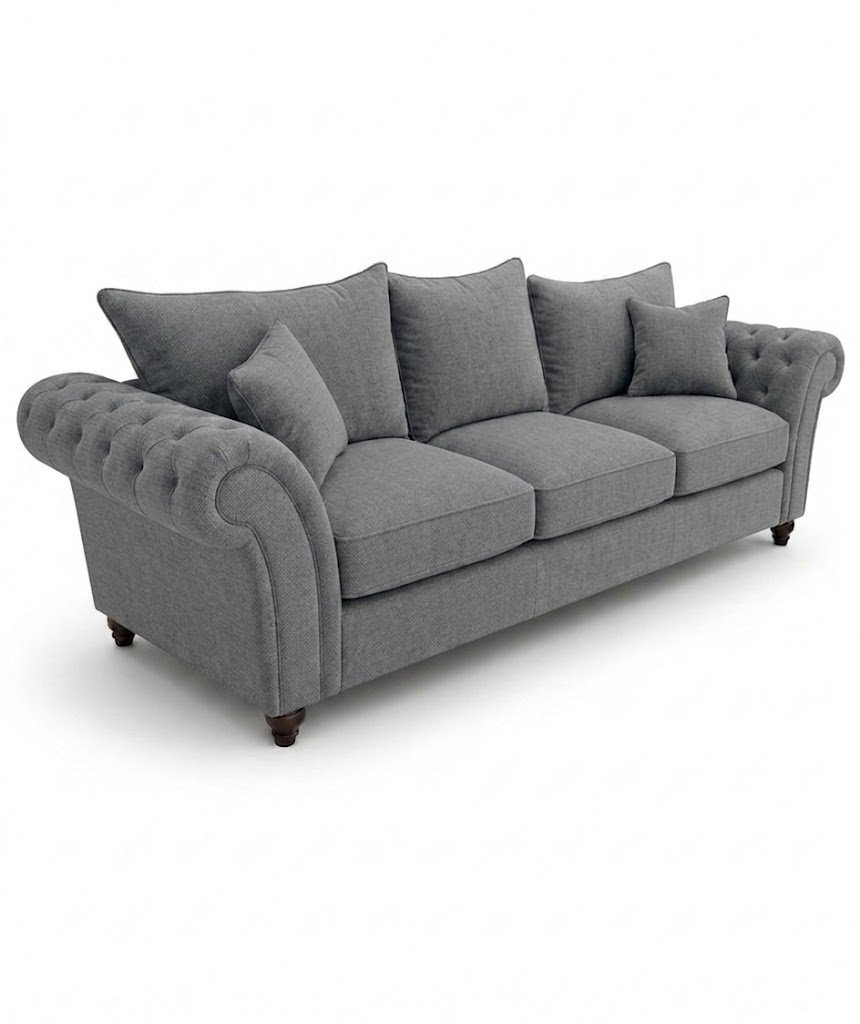 Nicole 3 Seater Naples Dark Grey Sofa