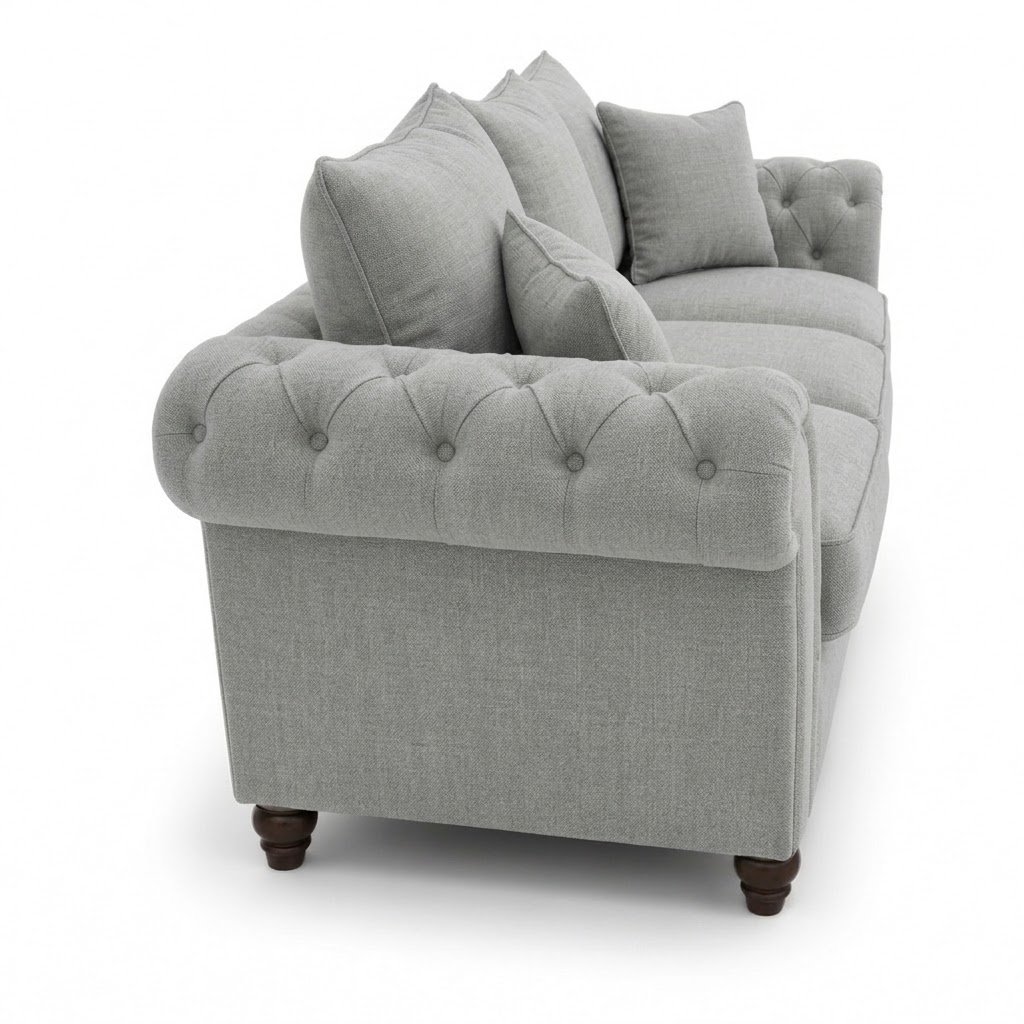 Nicole 3 Seater Naples Light Grey Sofa 2