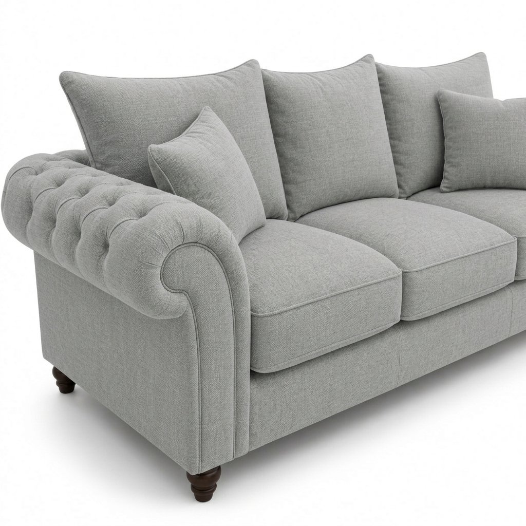 Nicole 3 Seater Naples Light Grey Sofa 3